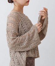 【Bab】フラワーレース透かし編みトップス