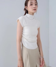 【Bab】サイドギャザープチハイネックトップス