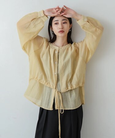 【Bab】シアーレイヤードデザインシャツ