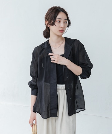 【Bab】シアーシャツパーカー