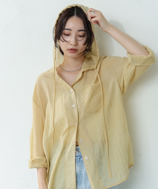 【Bab】シアーシャツパーカー