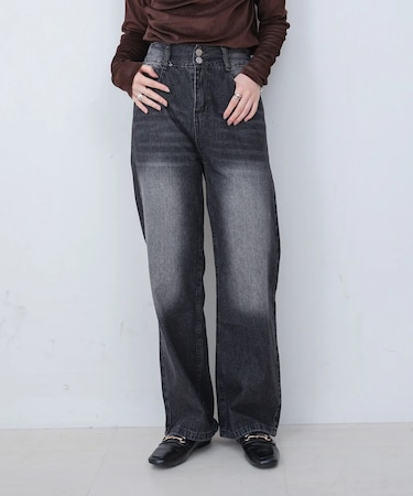 【Bab】ダブルボタンデニムパンツ