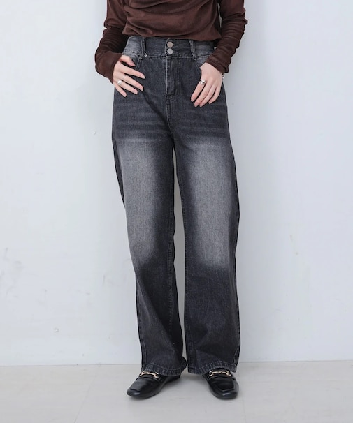 【Bab】ダブルボタンデニムパンツ