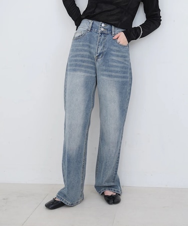 【Bab】ダブルボタンデニムパンツ