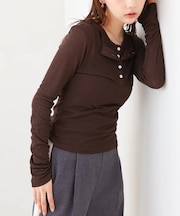 【Bab】ボタンタンクセット ヘンリーネックトップス