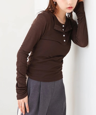 【Bab】ボタンタンクセット ヘンリーネックトップス