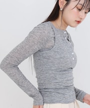 【Bab】ボタンタンクセット ヘンリーネックトップス