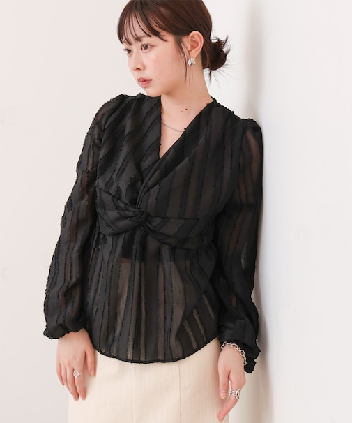 【Bab】フロントねじりシャギーブラウス