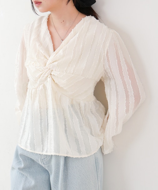 【Bab】フロントねじりシャギーブラウス