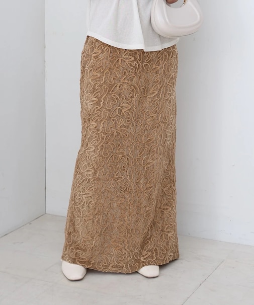 【Bab】コード刺繍ベロアスカート