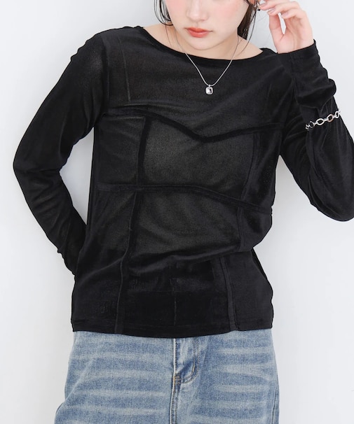 【Bab】シアーベロアビスチェドッキングプルオーバー