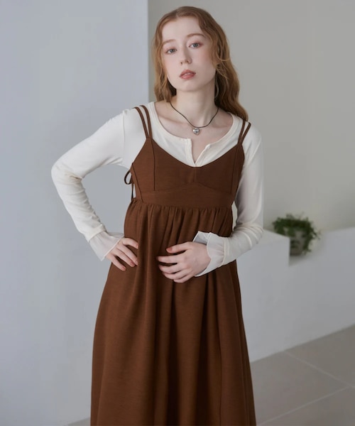ベロアリボンカーデ＆リブキャミワンピース｜ナチュラルビューティー