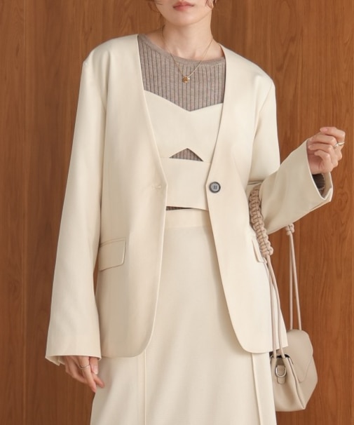 【Bab】サイト゛カーフ゛ノーカラーシ゛ャケット