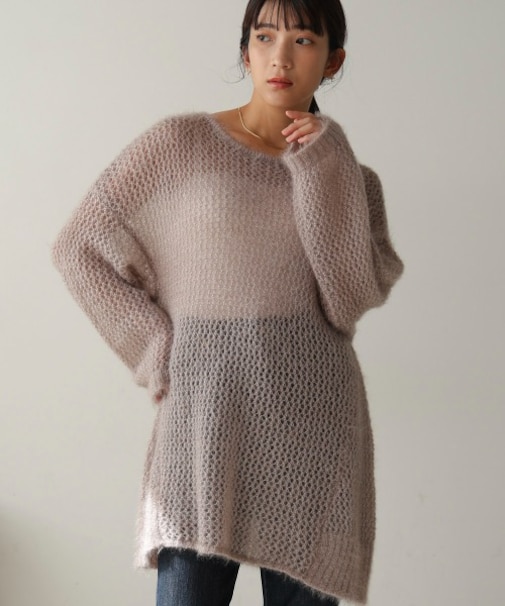 ネコヤーンラメシアーニット