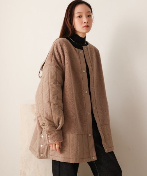【Bab】ボアキルティング切り替えコート