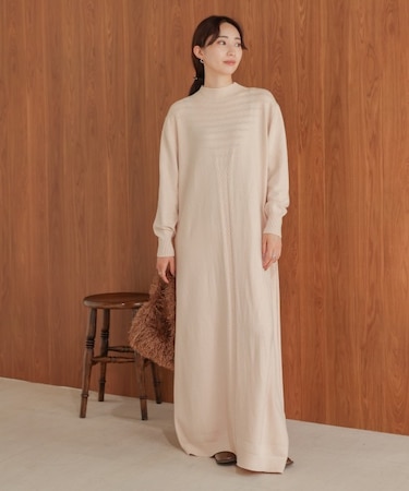 【Bab】プチハイネック編みニットワンピース