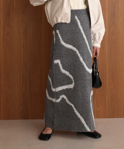 【Bab】ラインジャガードニットスカート