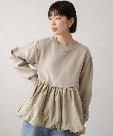 裏起毛ペプラムプルオーバー