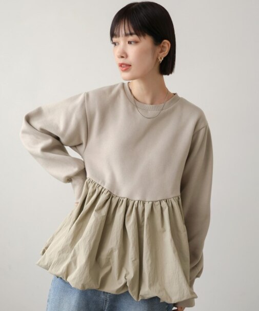裏起毛ペプラムプルオーバー