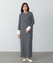 【Bab】リフ゛シャツ袖ニットカーテ゛ィカ゛ン+リフ゛ニットワンヒ゜ース