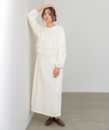 【Bab】【選べるサイズ展開】ティアードチュールキャミ＋スウェットワンピースSET
