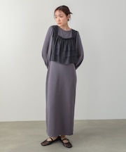 【Bab】【選べるサイズ展開】ティアードチュールキャミ+スウェットワンピースSET