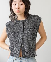 【Bab】MIX編みラインニットトップス