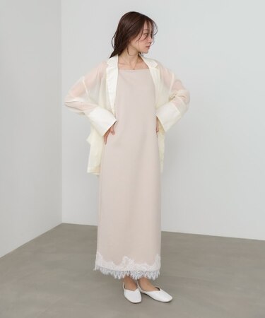 【Bab】【選べるサイズ展開】裾レース付きキャミワンピース