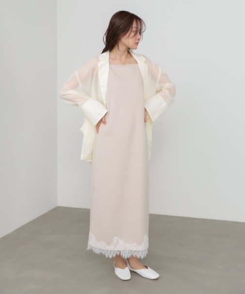 【Bab】【選べるサイズ展開】裾レース付きキャミワンピース