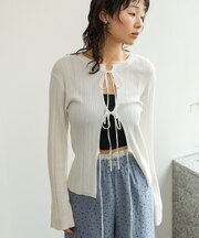【Bab】前後２ＷＡＹリボン付ニットカーディガン