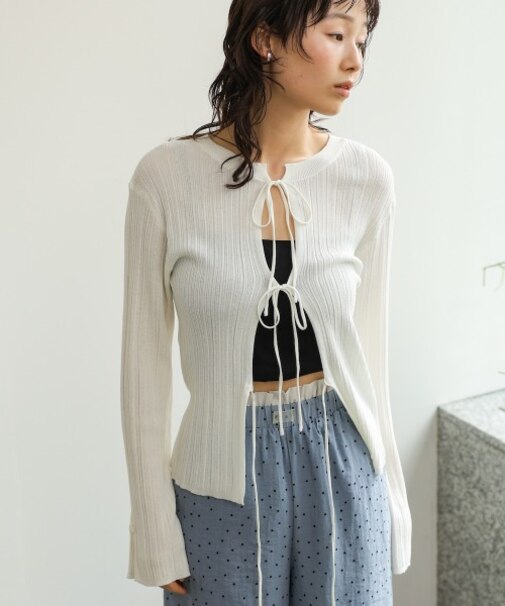 【Bab】前後２ＷＡＹリボン付ニットカーディガン