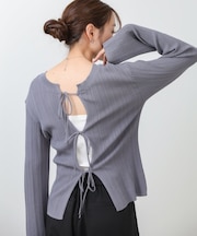 【Bab】前後２ＷＡＹリボン付ニットカーディガン