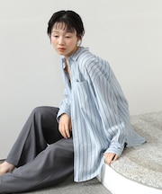 【Bab】シアーストライプシャツ
