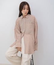 【Bab】シアーストライプシャツ