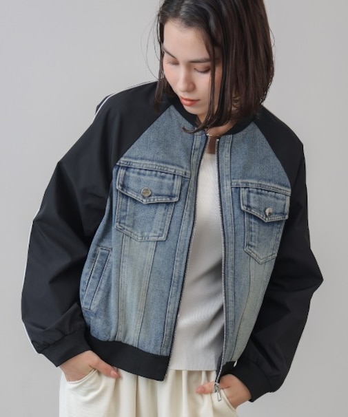 ナイロンデニムドッキングブルゾン