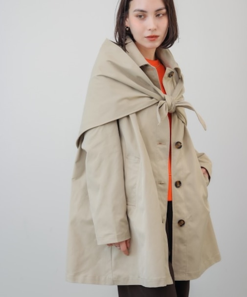 スカーフ付スプリングコート
