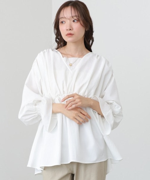 【Bab】キャンディースリーブギャザーブラウス