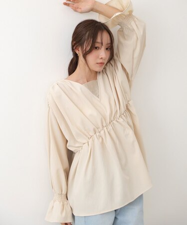 【Bab】キャンディースリーブギャザーブラウス