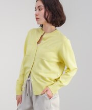 マイクロラメ丸首ニットカーディガン