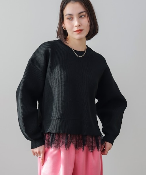 軽量レイヤードニットプルオーバー