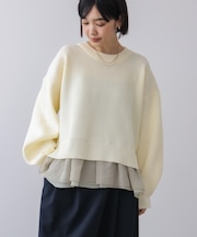 軽量レイヤードニットプルオーバー