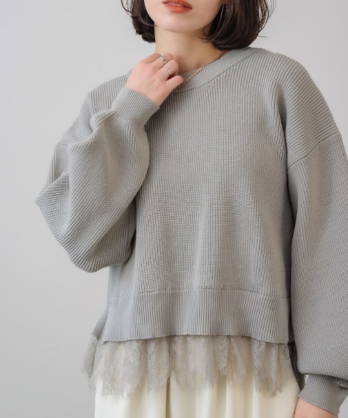 軽量レイヤードニットプルオーバー