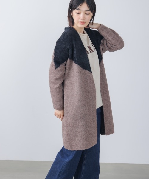 シャギーバイカラーコーディガン｜ブージュルードの通販｜&mall