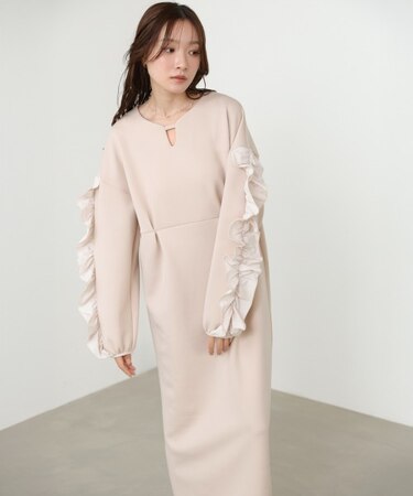 【Bab】【選べるサイズ展開】フリルスリーブポンチワンピース