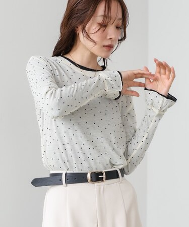 【Bab】シアードットフリルカットソー