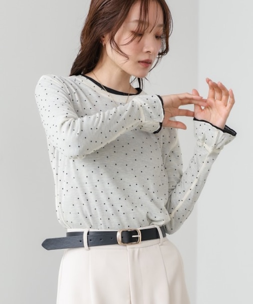 【Bab】シアードットフリルカットソー