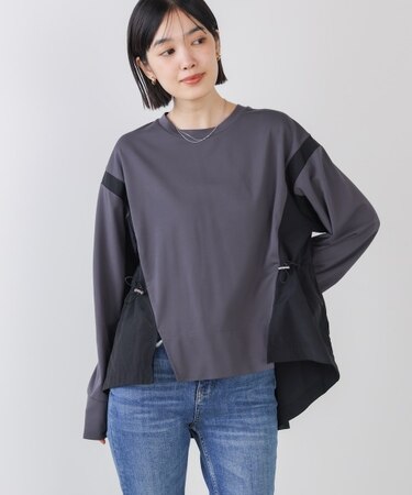 ポンチ異素材ドッキングプルオーバー