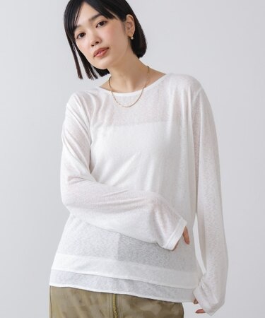 オーバーサイズシアーウエストマークトップス