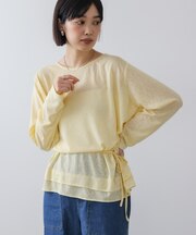 オーバーサイズシアーウエストマークトップス