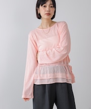 オーバーサイズシアーウエストマークトップス